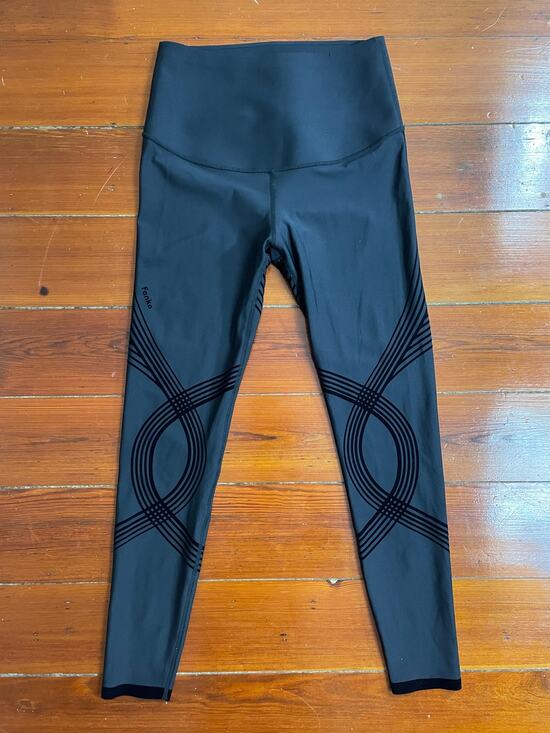 fanka Pants - FANKA Body Sculpt Leggings Black Flocked Compression High Rise Womens M